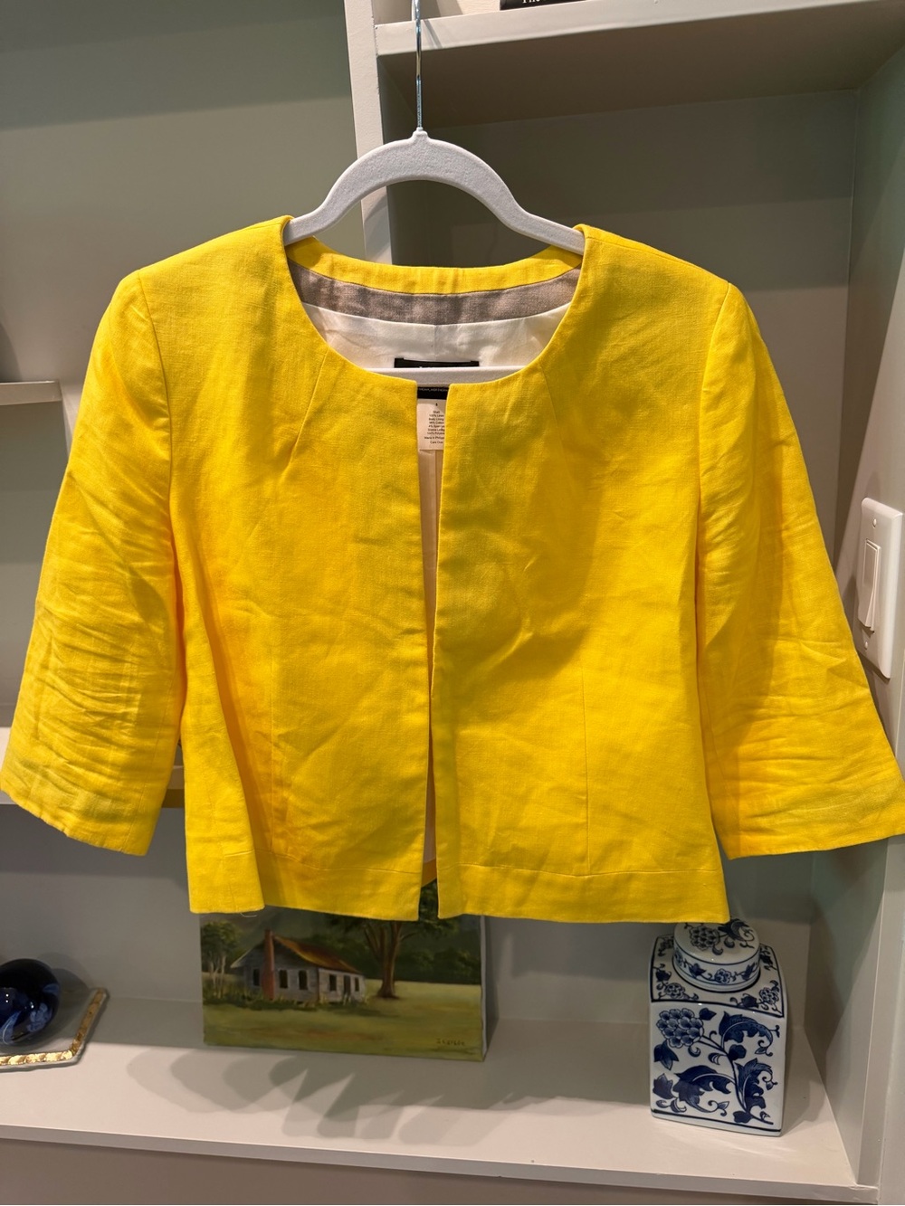 J. Crew Yellow Cropped Open-Front Blazer